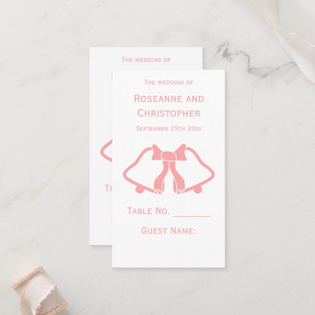 Rosa Bröllop Ställe insättningskort Klockor Placeringskort (Fram/Back In Situ)
