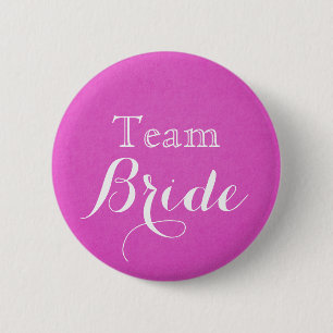 Rosa Bröllop Team Bride Button Knapp