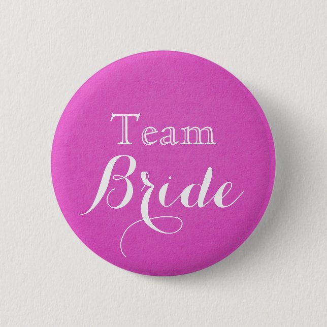 Rosa Bröllop Team Bride Button Knapp (Framsida)