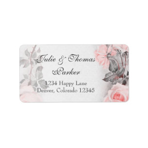 Rosa bröllopadressetiketter för vintage adressetikett