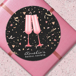 Rosa bröllopsbrunch för bruden Klassisk rund dekal Runt Klistermärke