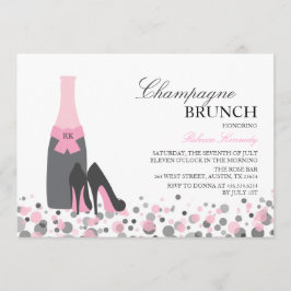 Rosa bröllopsdusch Champagne Brunch-inbjudan Inbjudningar