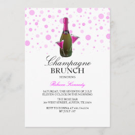 Rosa bröllopsdusch Champagne Brunch-inbjudan Inbjudningar
