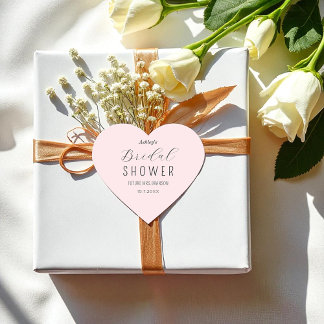 Rosa bröllopsdusch Elegant Skript Klistermärke