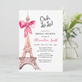 Rosa bröllopsdusch-inbjudan från Paris Inbjudningar