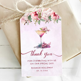 Rosa bröllopsdusch med blommor presentetikett