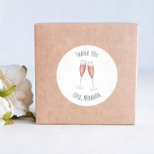 Rosa bröllopsfest-champagne vattenfärg tackkort