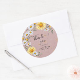 Rosa | Bröllopsfest för kamomill Runt Klistermärke