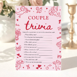 Rosa Bröllopsfest Trivia-spel för Par i Förlovning Inbjudningar