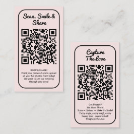 Rosa bröllopsfoto delning Fånga kärlek QR-kod Visitkort