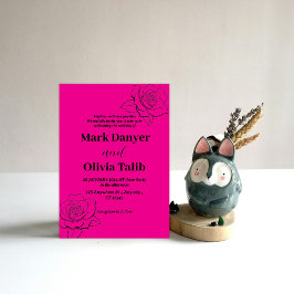 Rosa bröllopsinbjudan / enkel och romantisk inbjudningar