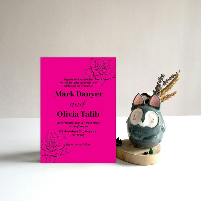 Rosa bröllopsinbjudan / enkel och romantisk inbjudningar (Skapare uppladdad)