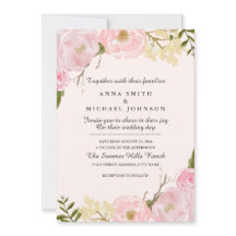 Rosa  bröllopsinbjudan för botaniska Blommigtar