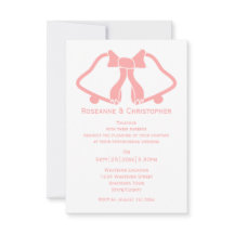 Rosa Bröllopsinbjudan Klockor och menyfliksområdet