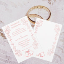 Rosa Bröllopsinbjudan Klockor Scrollwork