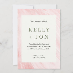 Rosa Bröllopsinbjudan till Feather Gräns Inbjudningar