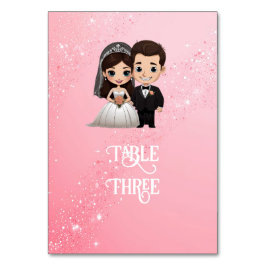 Rosa bröllopsinbjudningar med diamantglitter bordsnummer