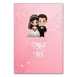 Rosa bröllopsinbjudningar med Diamond Sparkles Bordsnummer