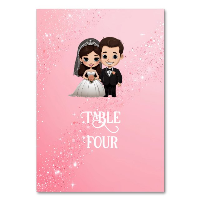 Rosa bröllopsinbjudningar med Diamond Sparkles Bordsnummer (Baksidan)