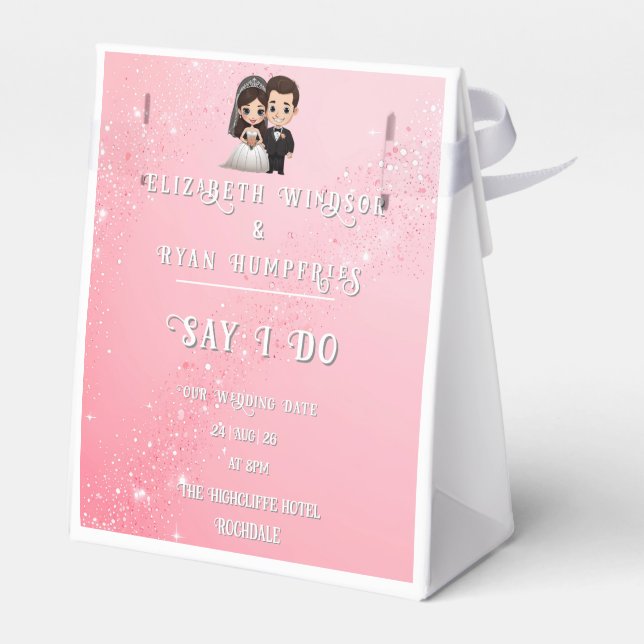 Rosa bröllopsinbjudningar med Diamond Sparkles Presentaskar (Baksidan Sidan)