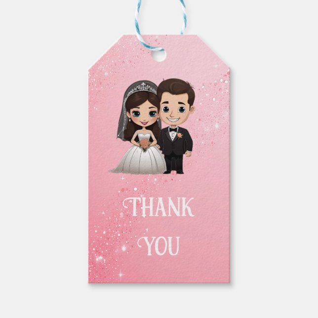 Rosa bröllopsinbjudningar med Diamond Sparkles Presentetikett (Framsidan)