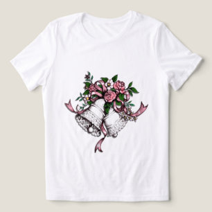Rosa bröllopsklockor Personlig baksida T Shirt