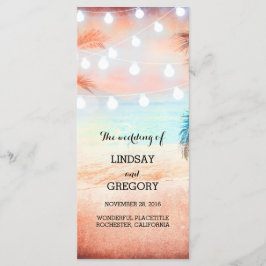 rosa bröllopsprogram på stranden program