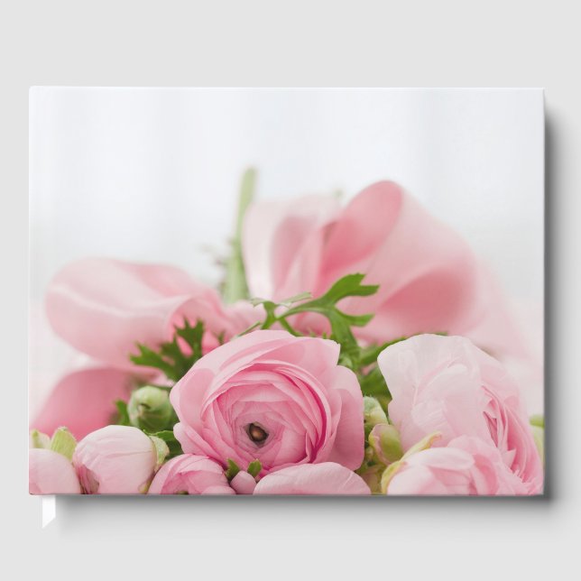 Rosa bröllopsrosor gästböcker (Framsida)