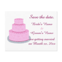 Rosa bröllopstårta hjärtan Spara datum vykort