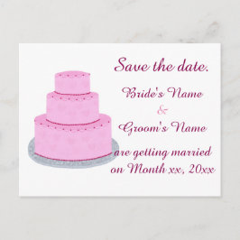 Rosa bröllopstårta hjärtan Spara datum vykort