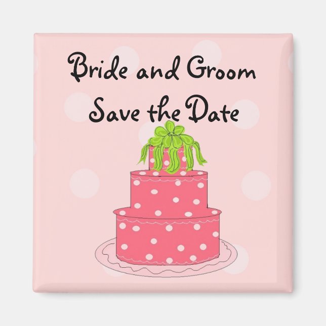 Rosa bröllopstårta Save the Date Magnet (Framsidan)