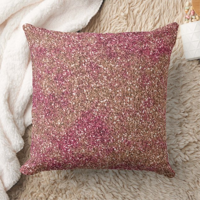 Rosa Bronze Ombre Gnistra Glitter Kudde (Filt)