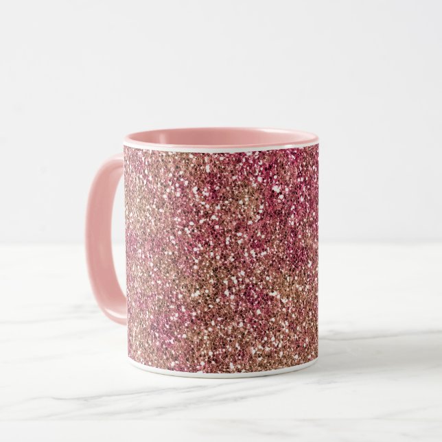 Rosa Bronze Ombre Gnistra Glitter Mugg (Framsida vänster)