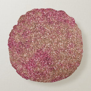 Rosa Bronze Ombre Gnistra Glitter Rund Kudde