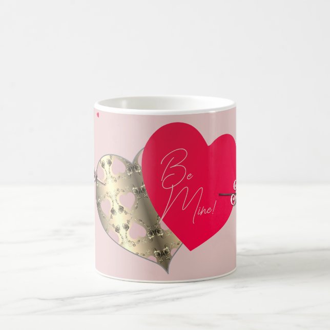 Rosa Bronze Ro Red Heart Valentine Day Kaffemugg (Center)