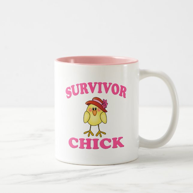 Rosa Bröstcancer överlevande Chick Två-Tonad Mugg (Höger)