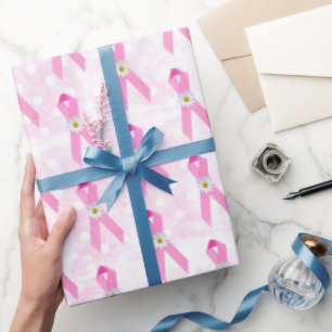 Rosa Bröstcancer överlevande Rosett band och Daisy Presentpapper