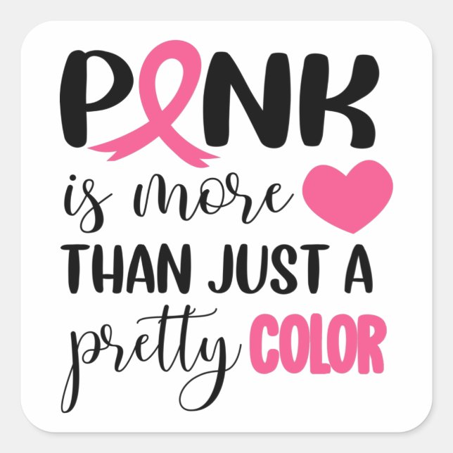 Rosa bröstcancermedvetandegrad fyrkantigt klistermärke (Framsida)