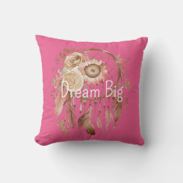 Rosa Brown Blommigt Dream Catcher Kudde