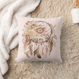 Rosa Brown Blommigt Dream Catcher Kudde