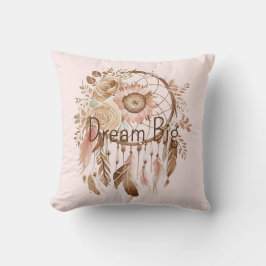  Rosa Brown Blommigt Dream Catcher Kudde