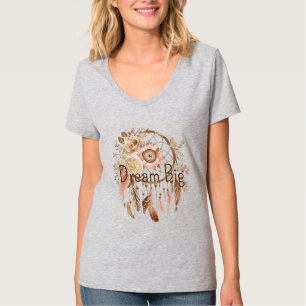 Rosa Brown Blommigt Dream Catcher T Shirt