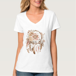  Rosa Brown Blommigt Dream Catcher T Shirt