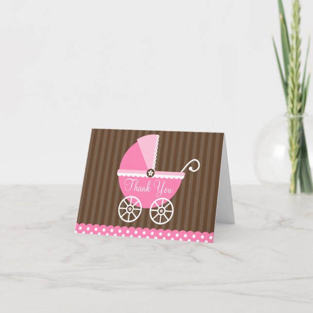 Rosa Brown Carriage Dots Tack Kort (Framsida)