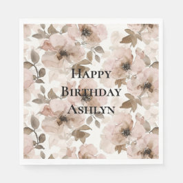 Rosa Brown Cowgirl Southwest Blommigt Birthday Pappersservett