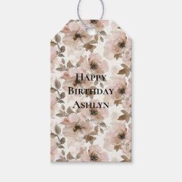 Rosa Brown Cowgirl Southwest Blommigt Birthday Presentetikett