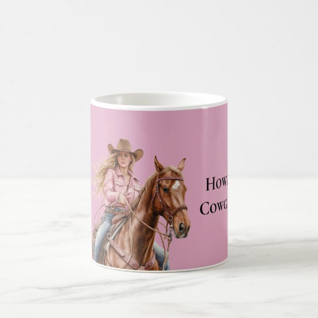 Rosa Brown Cowgirl SouthWestern Horse Blond Kaffemugg (Center)