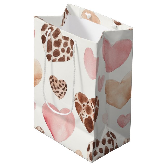 Rosa Brown Cream Leopard Animal Hearts Birthday (Framsidan Vinklad)