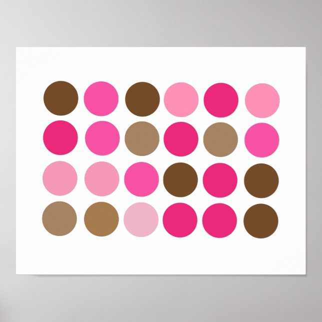 Rosa & Brown Dots Modern Mönster Abstrakt Poster (Framsidan)