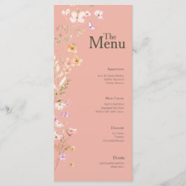 Rosa Brown Flowers Bröllop Event Menu Bord Decor Meny